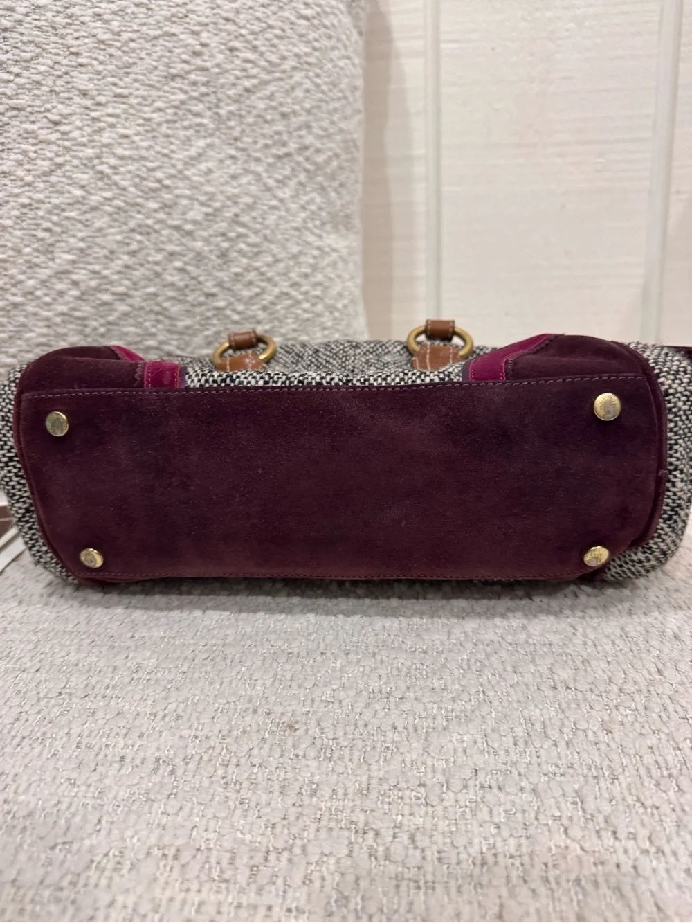 Rare vintage Y2K Coach Soho Tweed and Suede Satchel